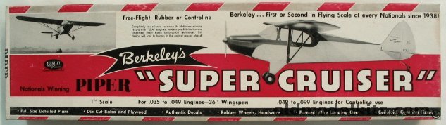 Berkeley 1/12 Piper Super Cruiser Flying Model Airplane Kit, 4-9 plastic model kit